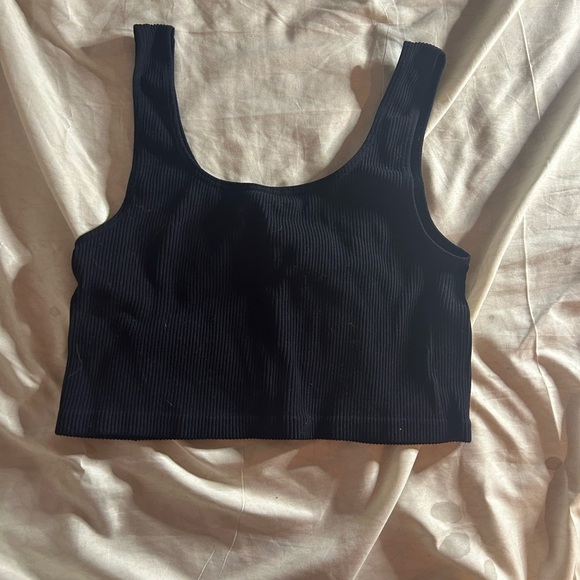 Black Ribbed Crop Top - Picture 1 of 1
